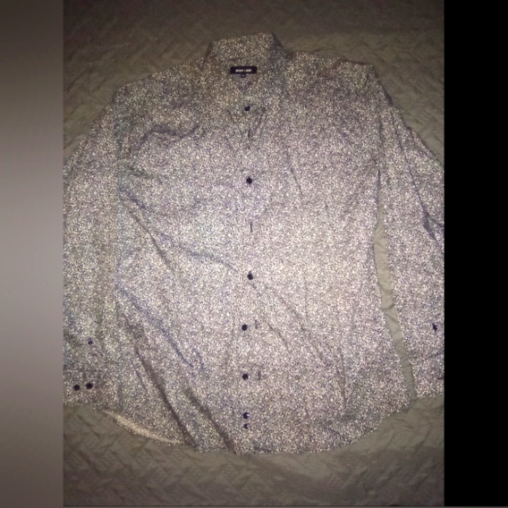 Jared Lane XL long sleeve dress shirt, floral print dark blue